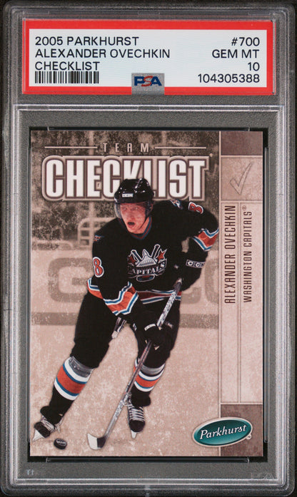 Graded 2005 Upper Deck Parkhurst Alex Ovechkin #700 Checklist Rookie RC Hockey Card PSA 10 Gem Mint