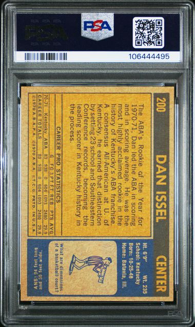 Graded 1971 Topps Dan Issel #200 Rookie RC Basketball Card PSA 6 EX-MT