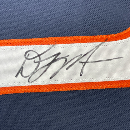 Framed Autographed/Signed D.J. DJ Moore 35x39 Chicago Blue Football Jersey Beckett BAS COA