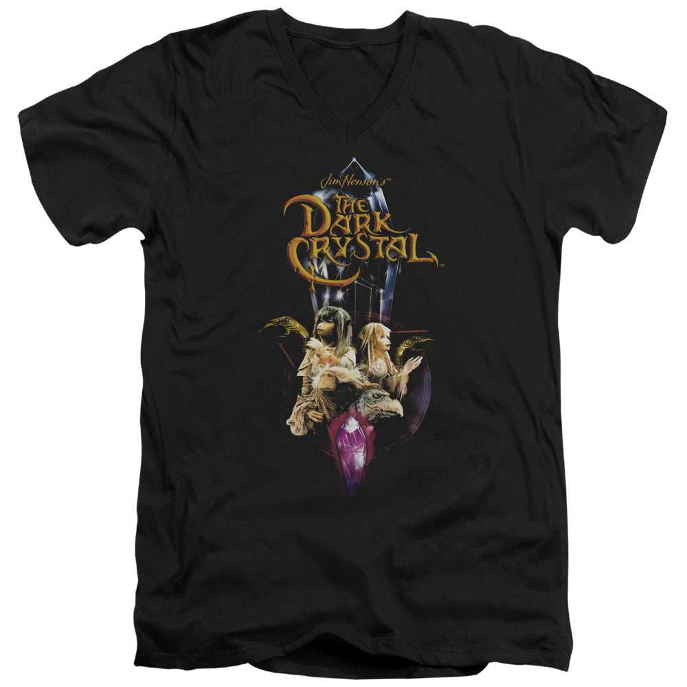The Dark Crystal Crystal Quest Mens Slim Fit V-Neck T Shirt Black Officially Licensed