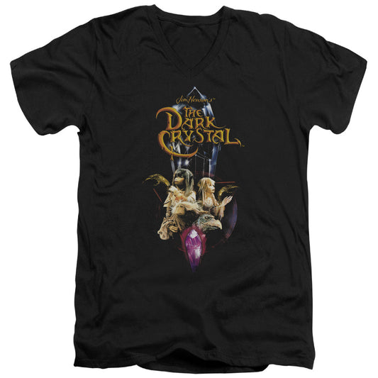 The Dark Crystal Crystal Quest Mens Slim Fit V-Neck T Shirt Black Officially Licensed