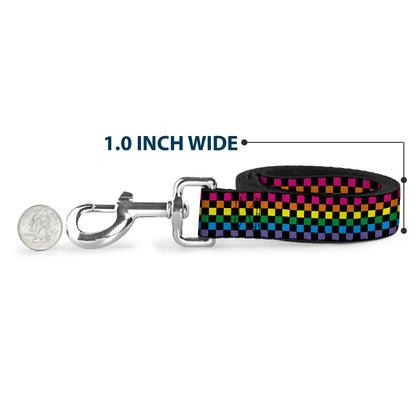 Dog Leash - Checker Black/Neon Rainbow