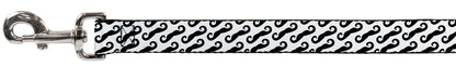 Dog Leash - Diagonal Handlebar Mustaches White/Black