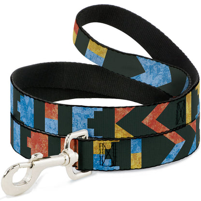 Dog Leash - Geometric8 Charcoal/Orange/Gold/Blue