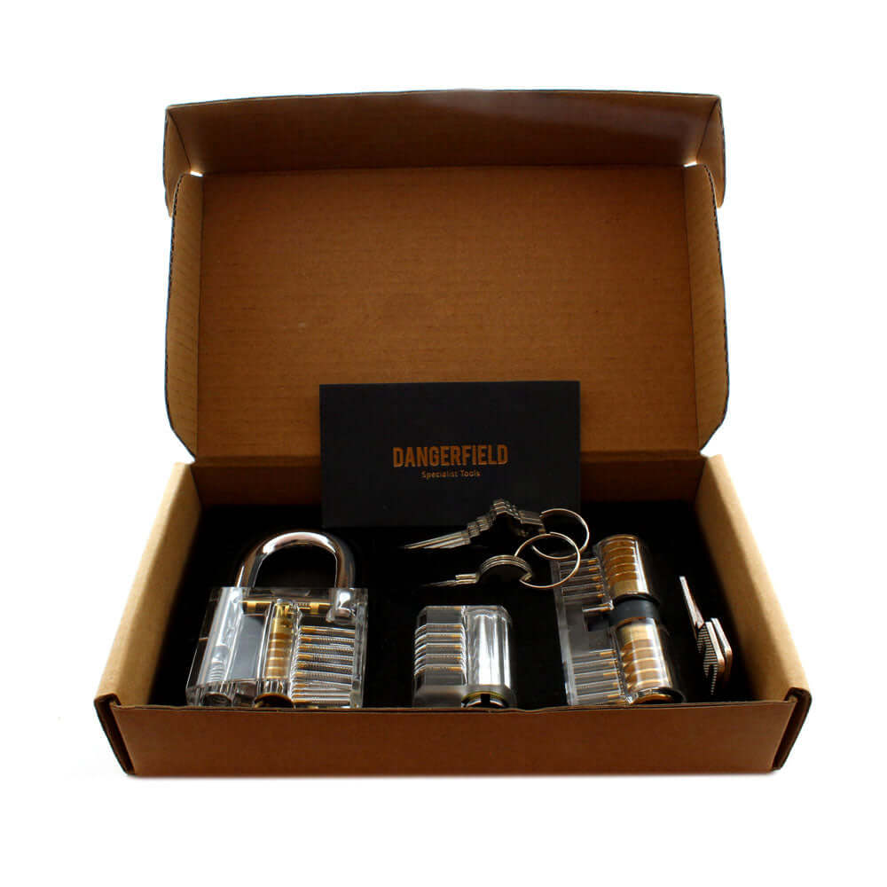 Dangerfield Clear Practice Locks For Training (3) - acrylic lock, padlock, double-sided