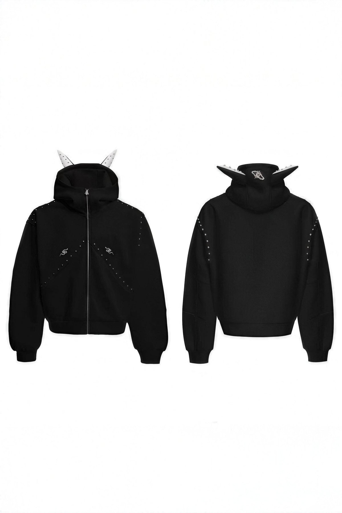 Doberman Dog Hooded Jacket with Rivet Accents