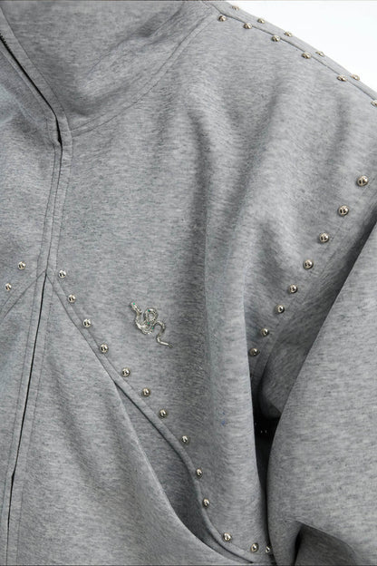 Doberman Dog Hooded Jacket with Rivet Accents