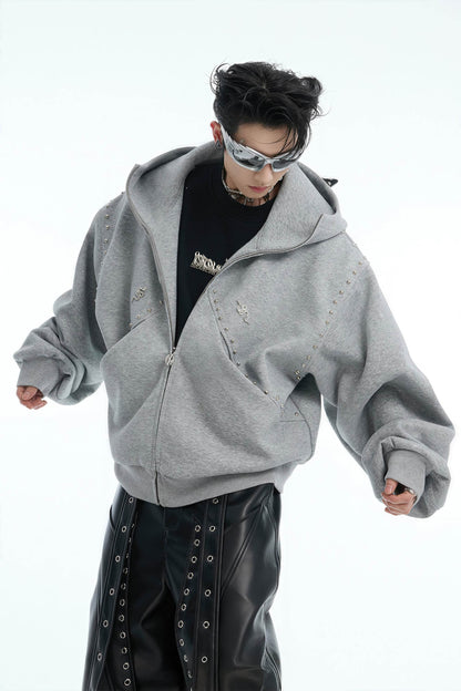 Doberman Dog Hooded Jacket with Rivet Accents