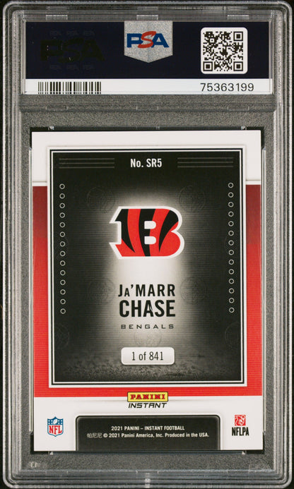 Graded 2021 Panini Instant Ja'Marr Chase #SR5 Spotlight Rookies RC Football Card PSA 10 Gem Mint