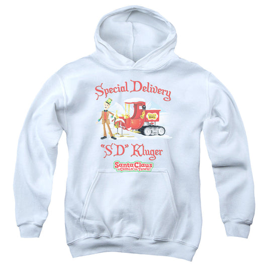 Santa Claus is Comin to Town Kluger Kids Youth Hoodie White Officially Licensed