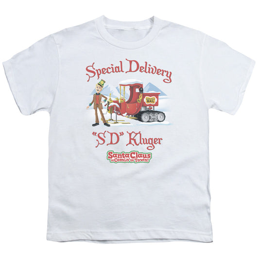 Santa Claus is Comin to Town Kluger Kids Youth T Shirt White Officially Licensed
