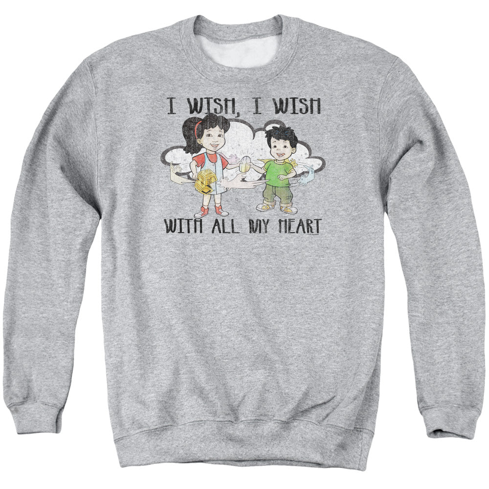 Dragon Tales I Wish With All My Heart Mens Crewneck Sweatshirt Athletic Heather
