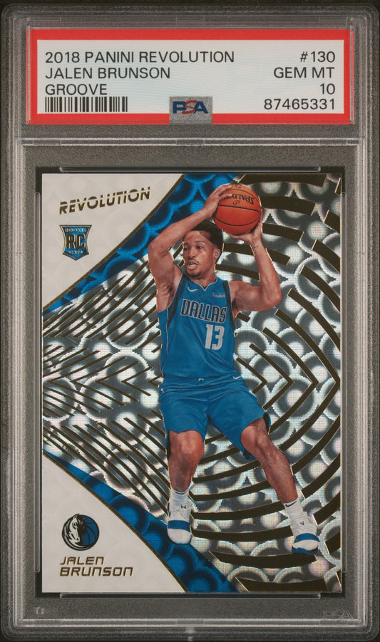 Graded 2018 Panini Revolution Jalen Brunson #130 Groove Rookie RC Basketball Card PSA 10 Gem Mint