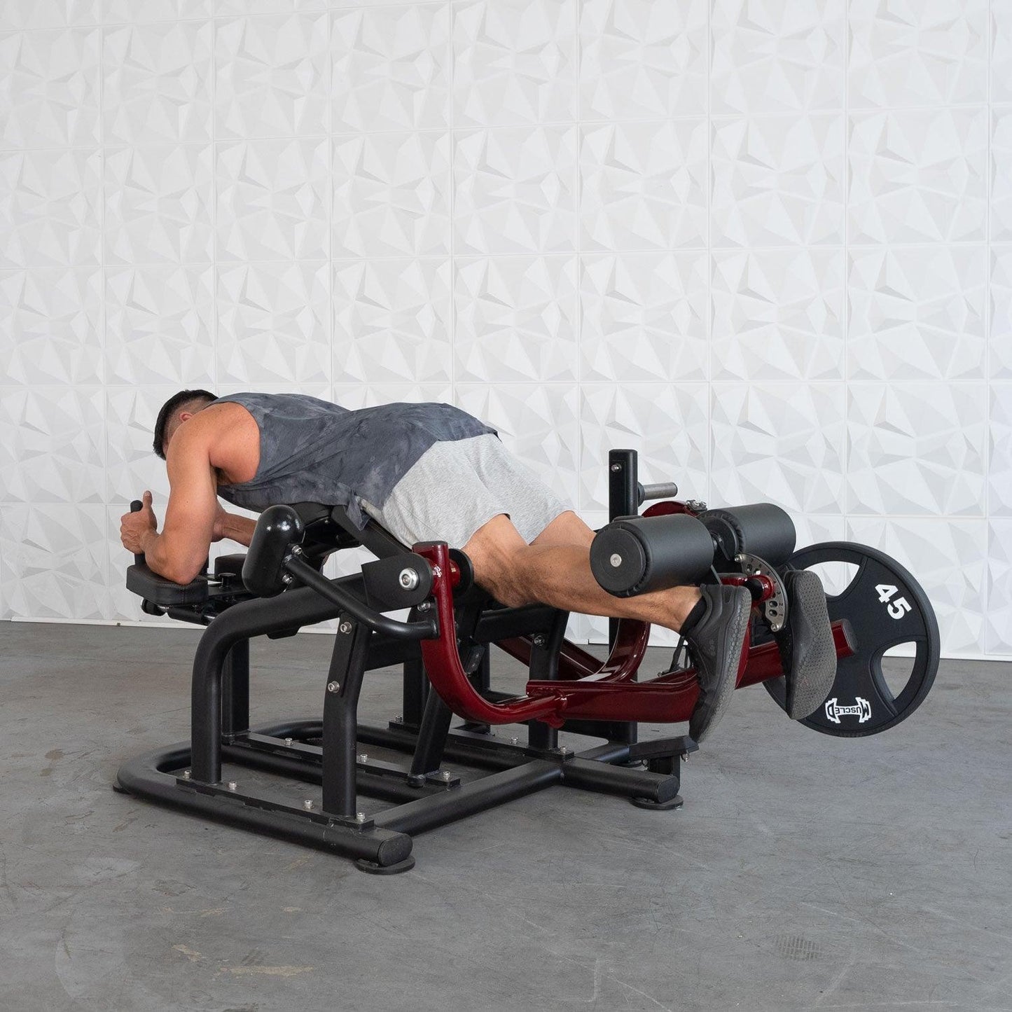 Pro Strength Prone Leg Curl - Muscle D Fitness - Adjustable Plate Loaded Hamstring Machine