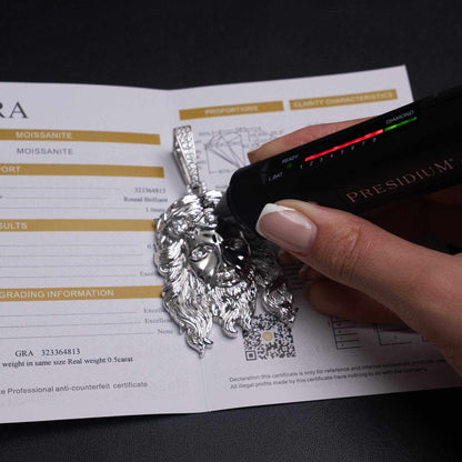 Moissanite Jesus Piece Head Pendant Moissanite Solid 925 Sterling Silver