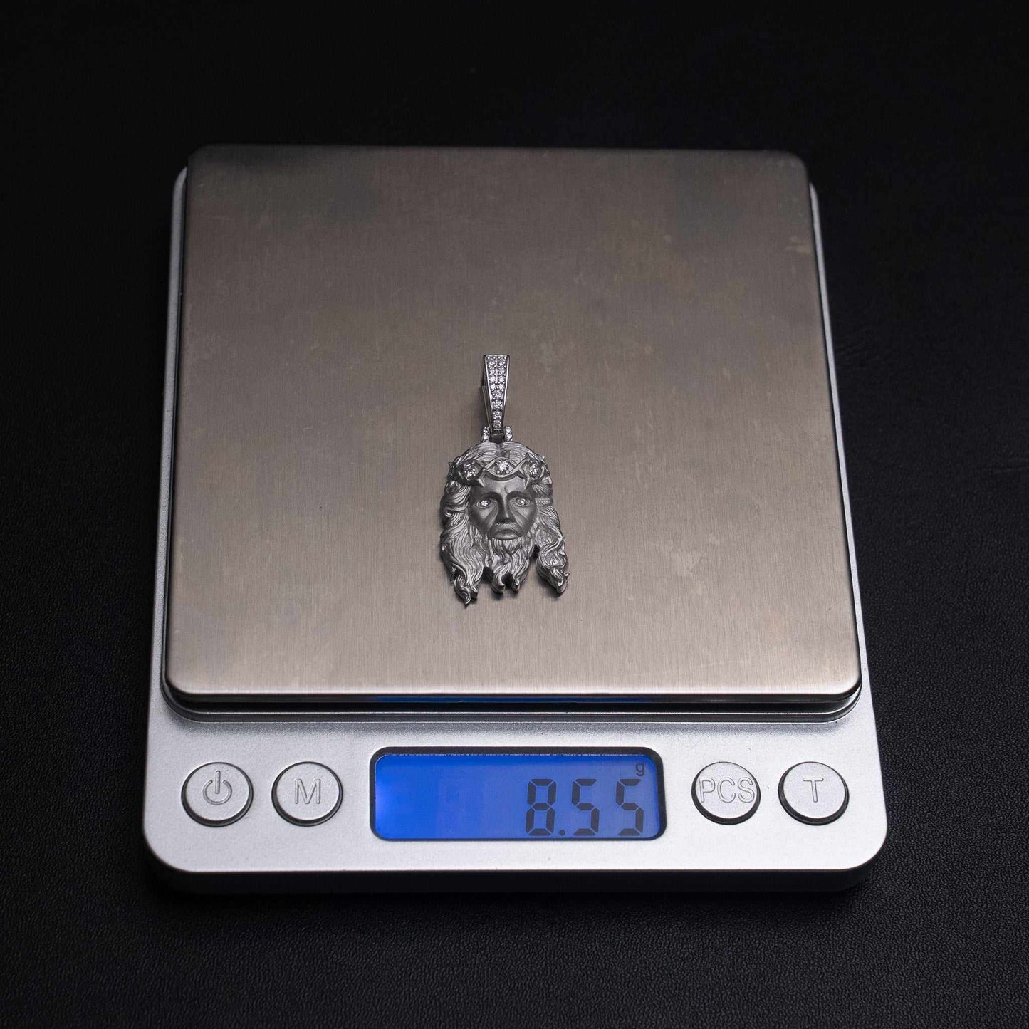 Jesus Piece Head Pendant Moissanite Matte Finish Solid 925 Sterling Silver
