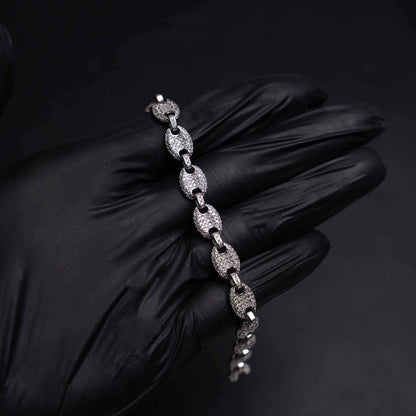 Moissanite Puffed Mariner Link Bracelet 925 Sterling Silver