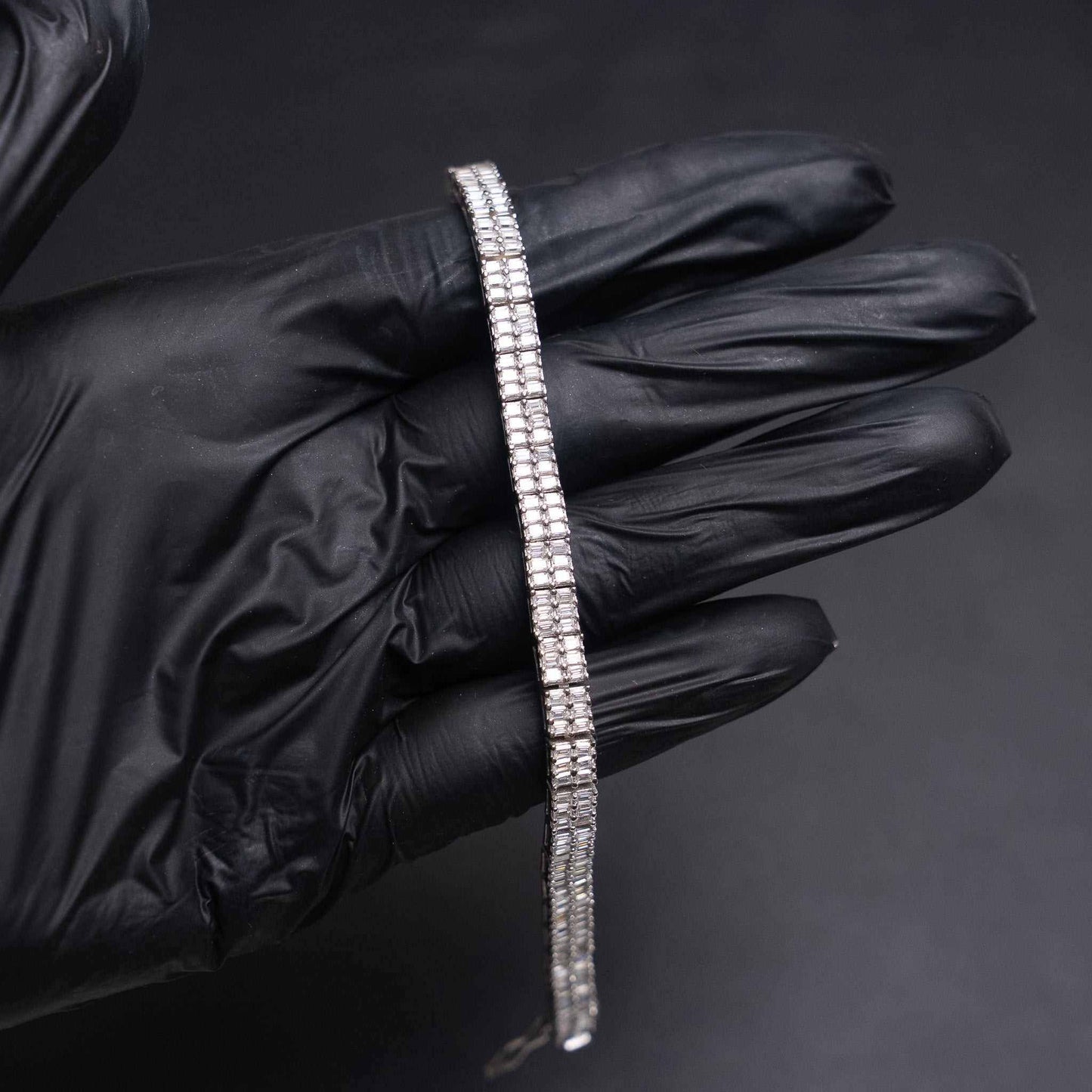 Baguette Moissanite Square Tennis Bracelet Solid 925 Sterling Silver