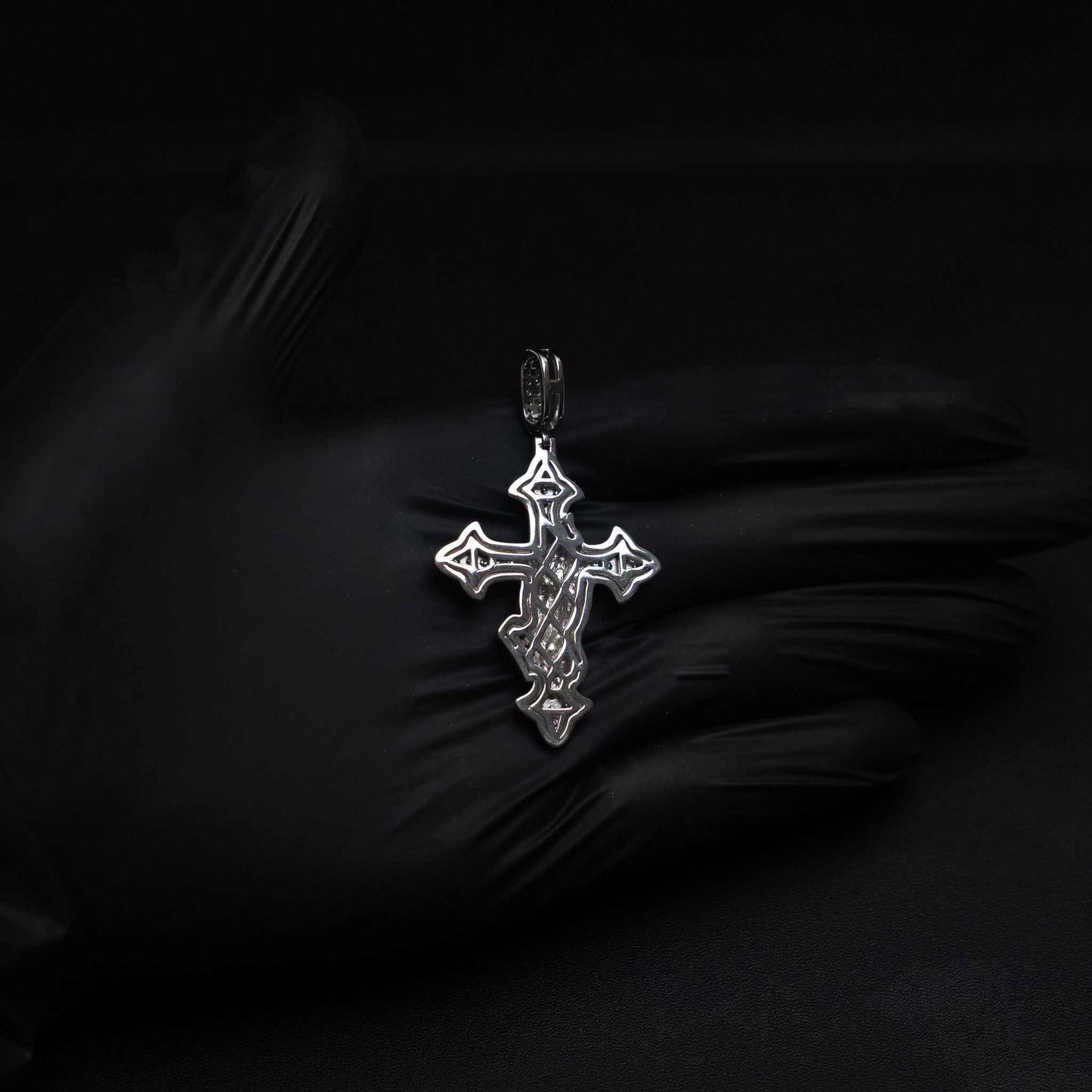 Two Tone Praying Hands Cross Pendant 925 Sterling Silver