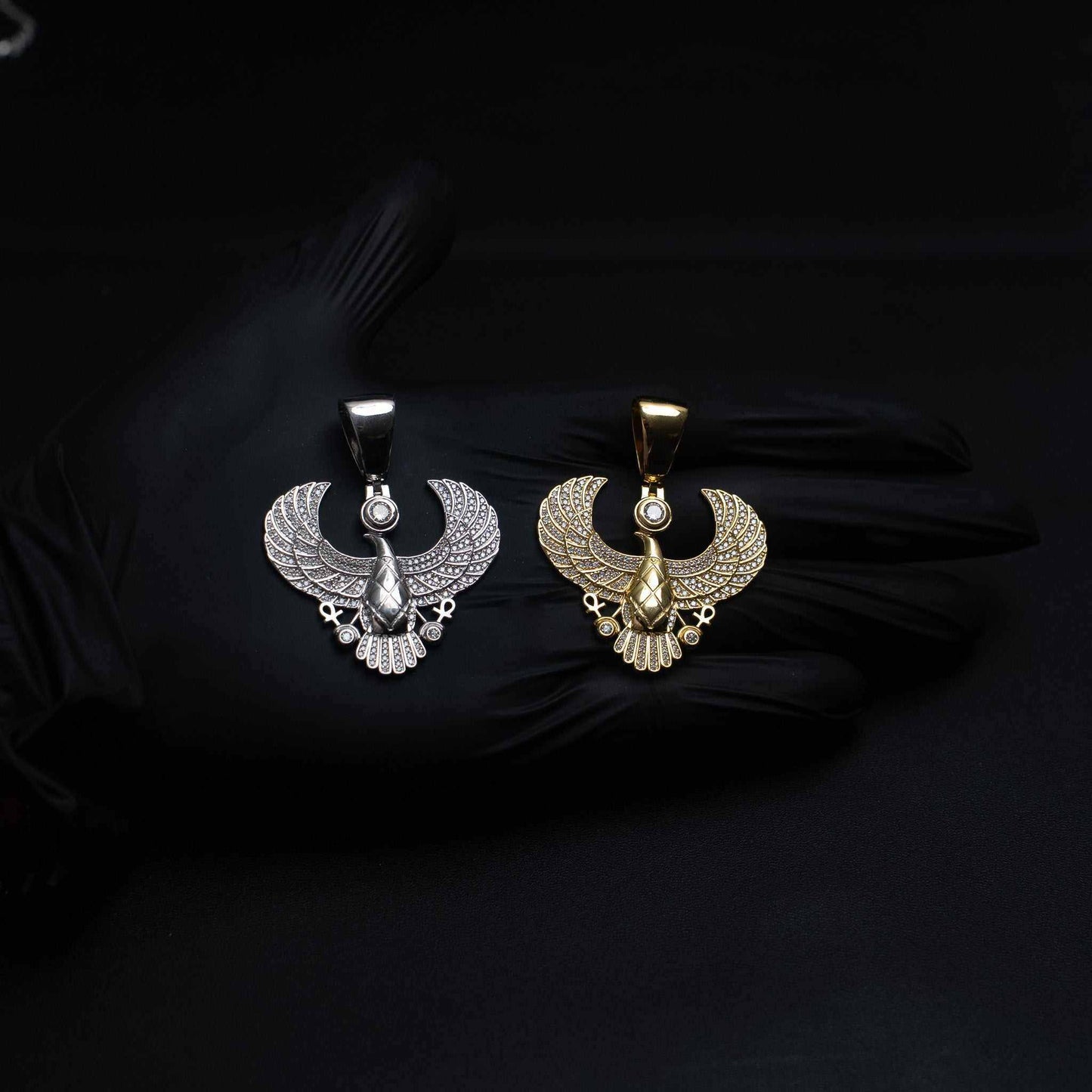 Horus God of Egypt Falcon Bird Moissanite 925 Sterling Silver Pendant