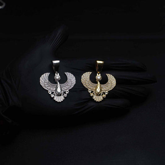 Horus God of Egypt Falcon Bird Moissanite 925 Sterling Silver Pendant