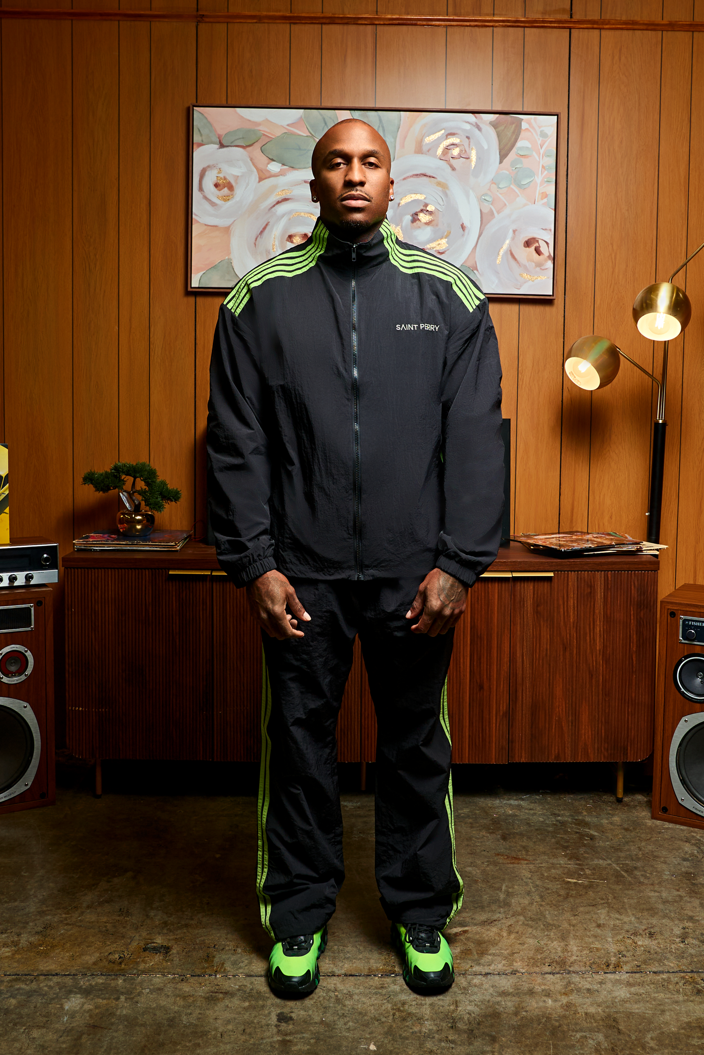 Otis Track Jacket and Pants - Black & Neon