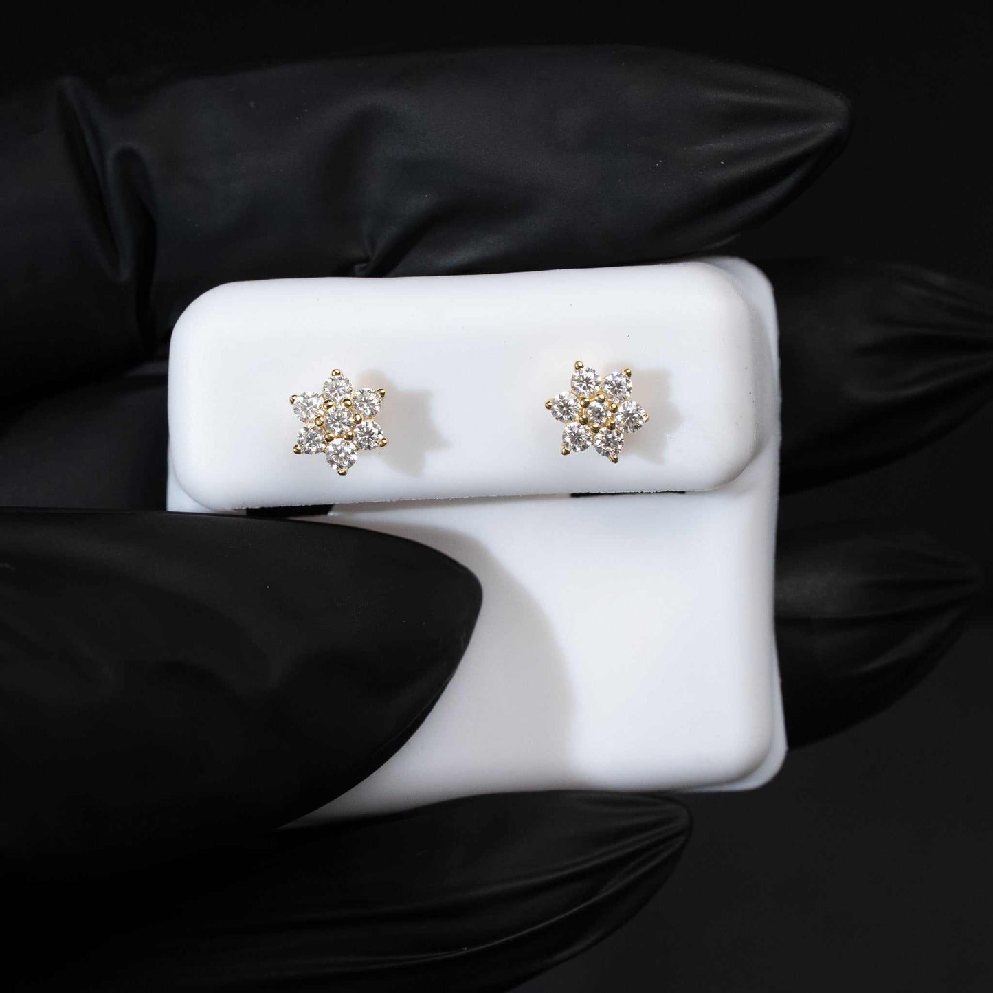 Moissanite 0.5ct Flower Stud Earrings 925 Sterling Silver Screw Back