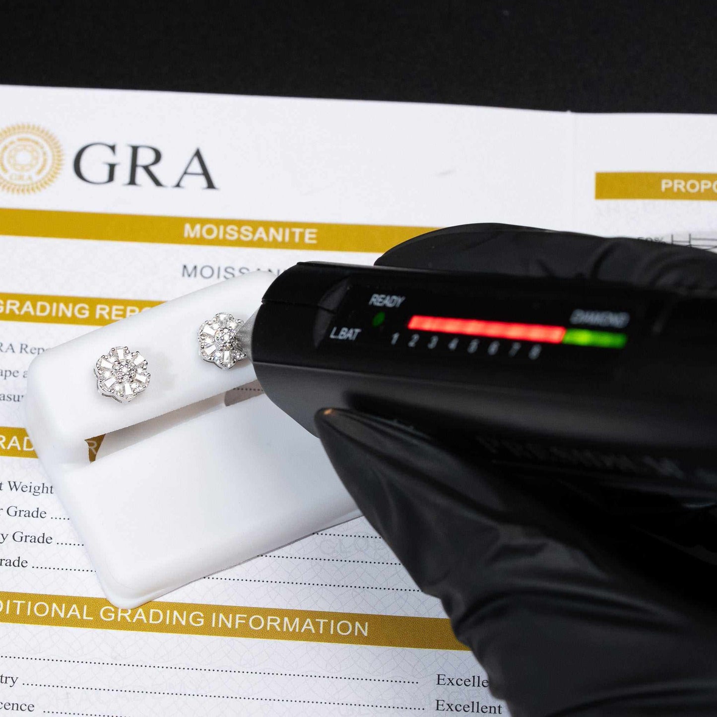 Moissanite Flower Stud Earrings Baguette Cut 925 Sterling Silver Screw Back