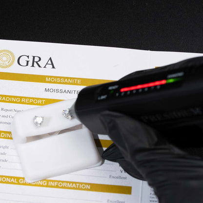 Moissanite Heart Stud Earrings 925 Sterling Silver Screw Back
