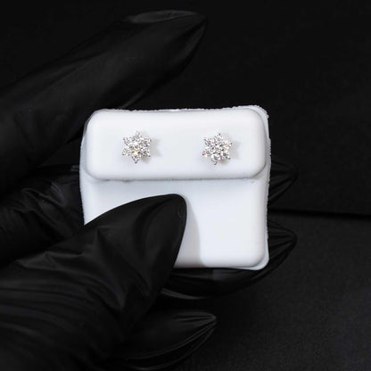 Moissanite 0.5ct Flower Stud Earrings 925 Sterling Silver Screw Back