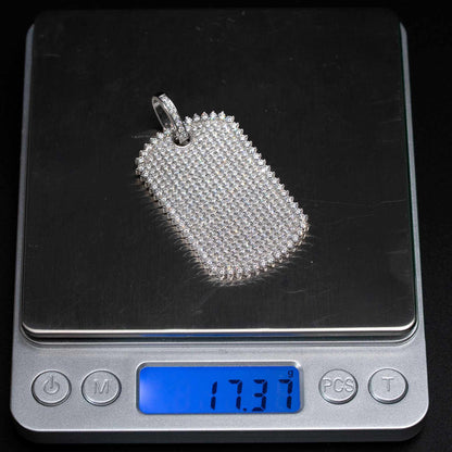 Moissanite Dog Tag Pendant – Iced Out 925 Sterling Silver Jewelry