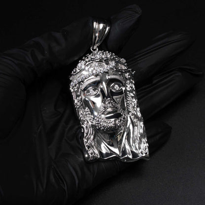 Real 925 Sterling Silver Jesus Head Piece Pendant - 3 sizes