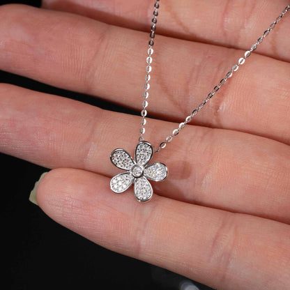 Moissanite Flower Necklace for Women – 925 Sterling Silver