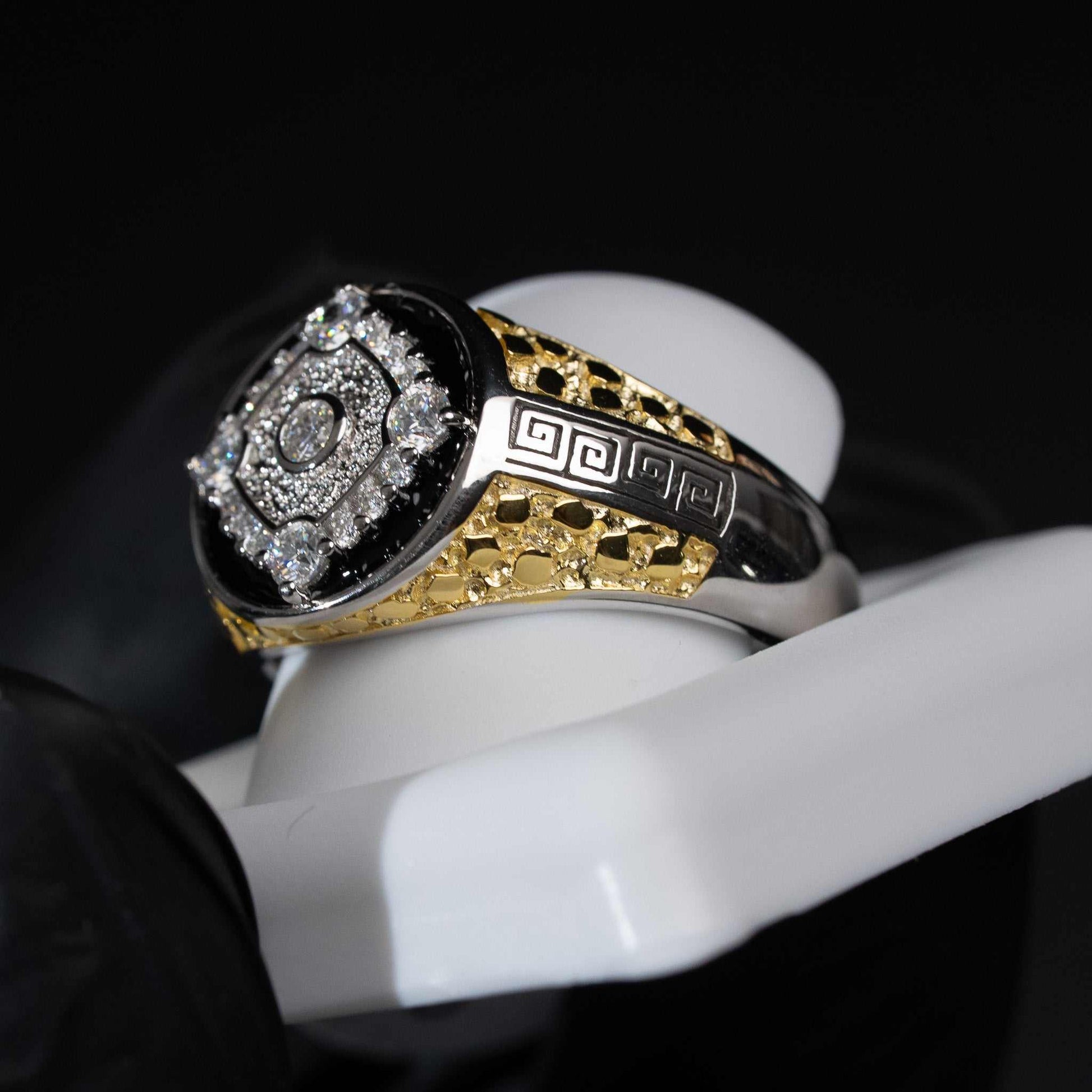 Moissanite Two-Tone Nugget Watch Ring in 925 Sterling Silver - Triathlete Store