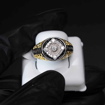 Moissanite Two-Tone Nugget Watch Ring in 925 Sterling Silver - Triathlete Store