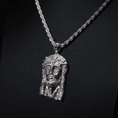 Real 925 Sterling Silver Jesus Head Piece Pendant - 3 sizes