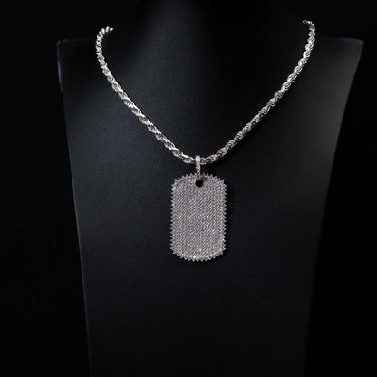 Moissanite Dog Tag Pendant – Iced Out 925 Sterling Silver Jewelry