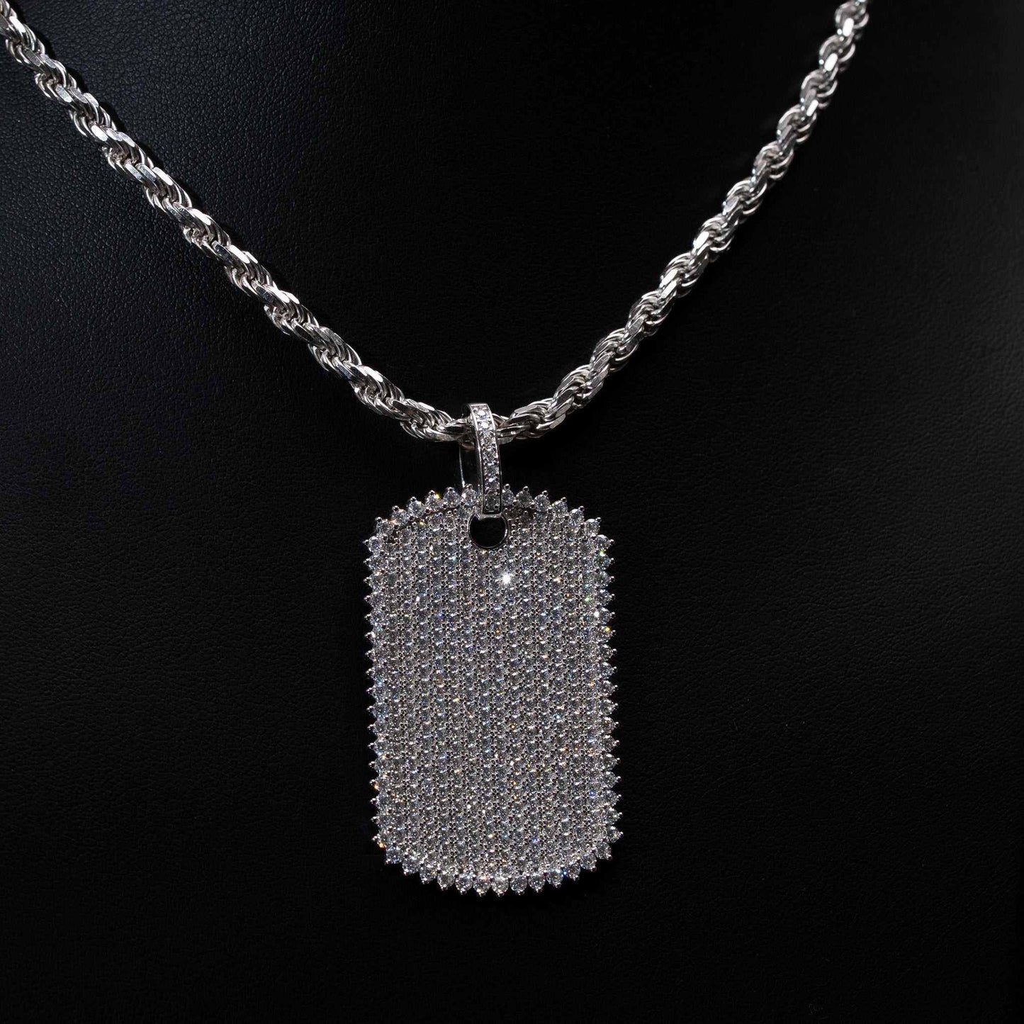 Moissanite Dog Tag Pendant – Iced Out 925 Sterling Silver Jewelry