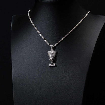 Nefertiti Pendant Moissanite 925 Sterling Silver Egyptian Queen