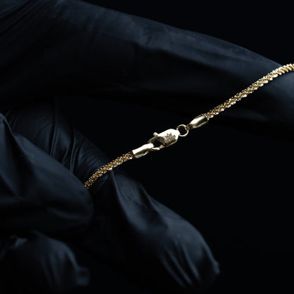 Sparkle Twisted Rock Chain & Bracelet 14K Gold Plated 925 Sterling Silver