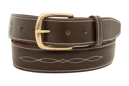 Huntley Fancy Stitched Ladies  1.5" Inch wide belt, Brown