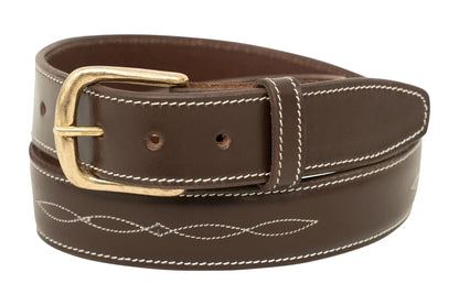 Huntley Fancy Stitched Ladies  1.5" Inch wide belt, Brown