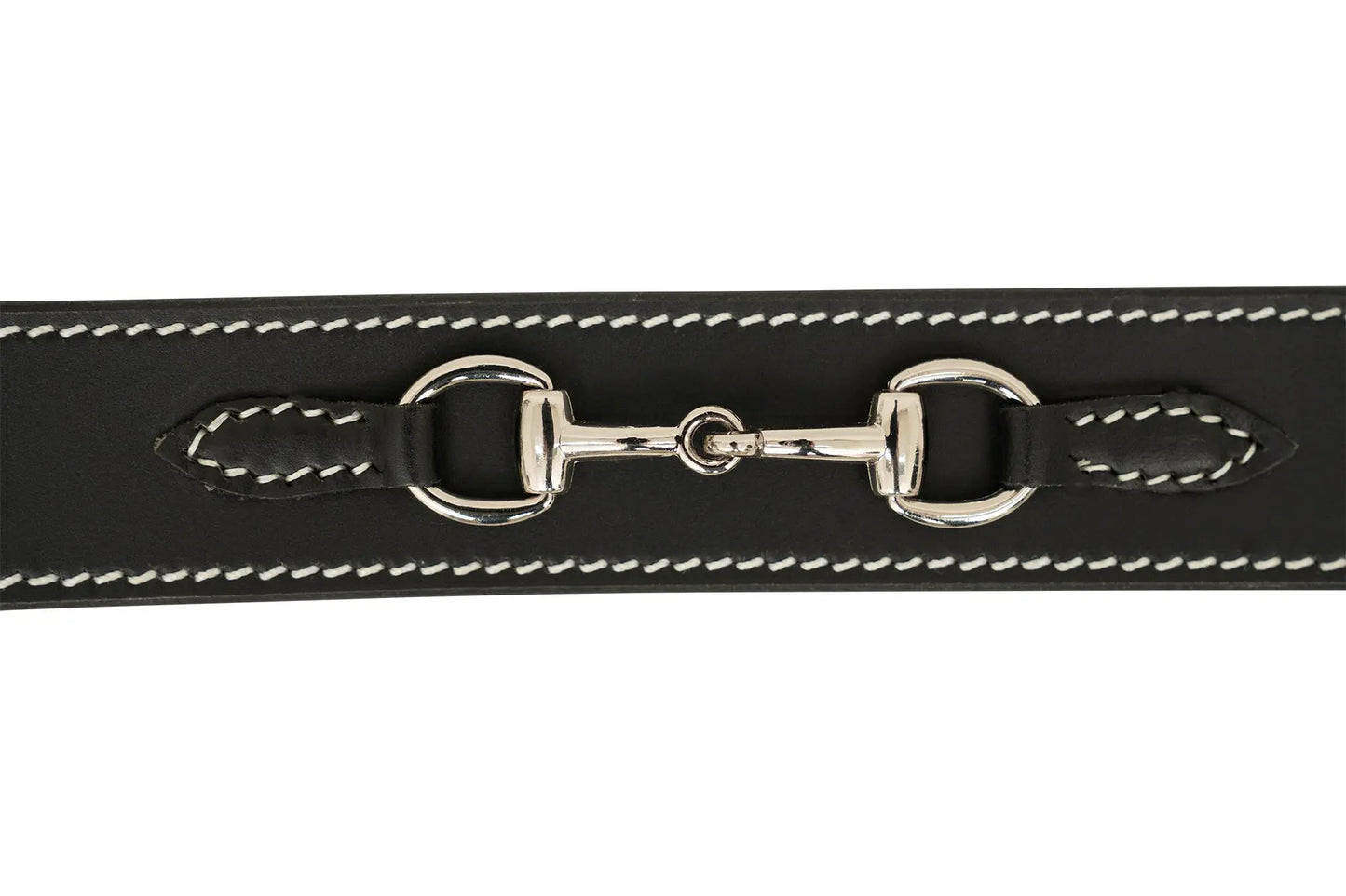 Huntley Equestrian Ladies Stirrup Buckle, Snaffle Bit, 1.5" Inch Width Leather Belt, Black