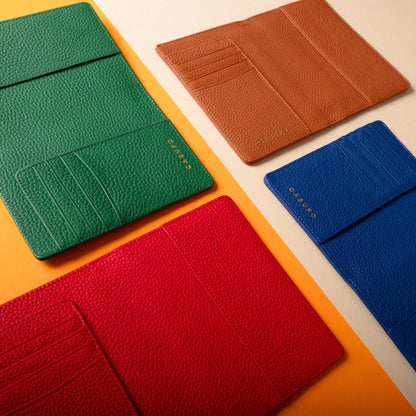 Leather Passport Wallet with RFID Shield- Cobalt