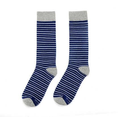 Navy and White Striped Socks