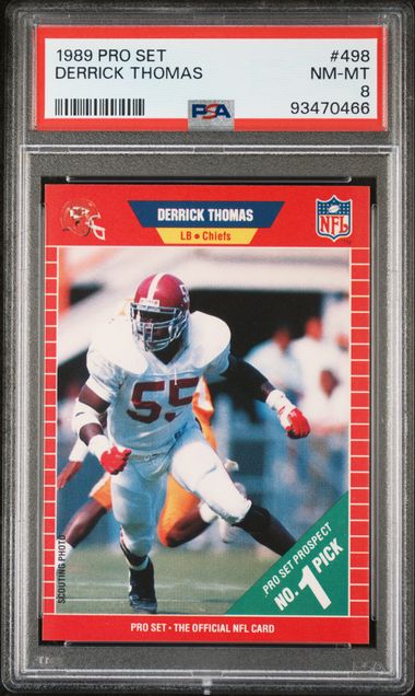 Graded 1989 Pro Set Derrick Thomas #498 Rookie RC Football Card PSA 8 NM-MT