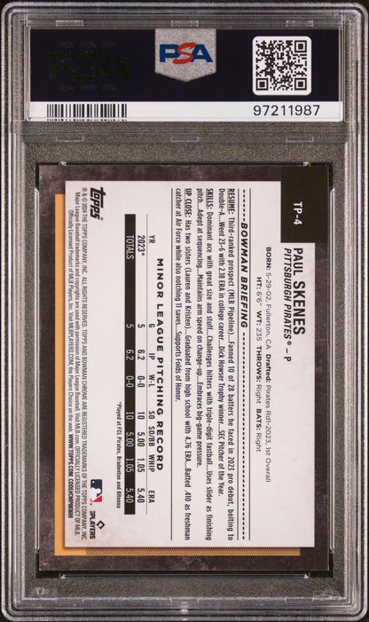 Graded 2024 Topps NSCC Silver Pack Paul Skenes #4 Prospects Rookie RC Baseball Card PSA 10 Gem Mint