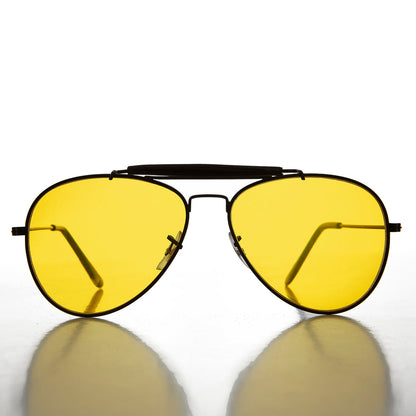 Yellow Lens Aviator with Classic Brow Bar - Dusk