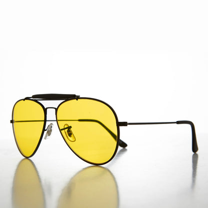 Yellow Lens Aviator with Classic Brow Bar - Dusk