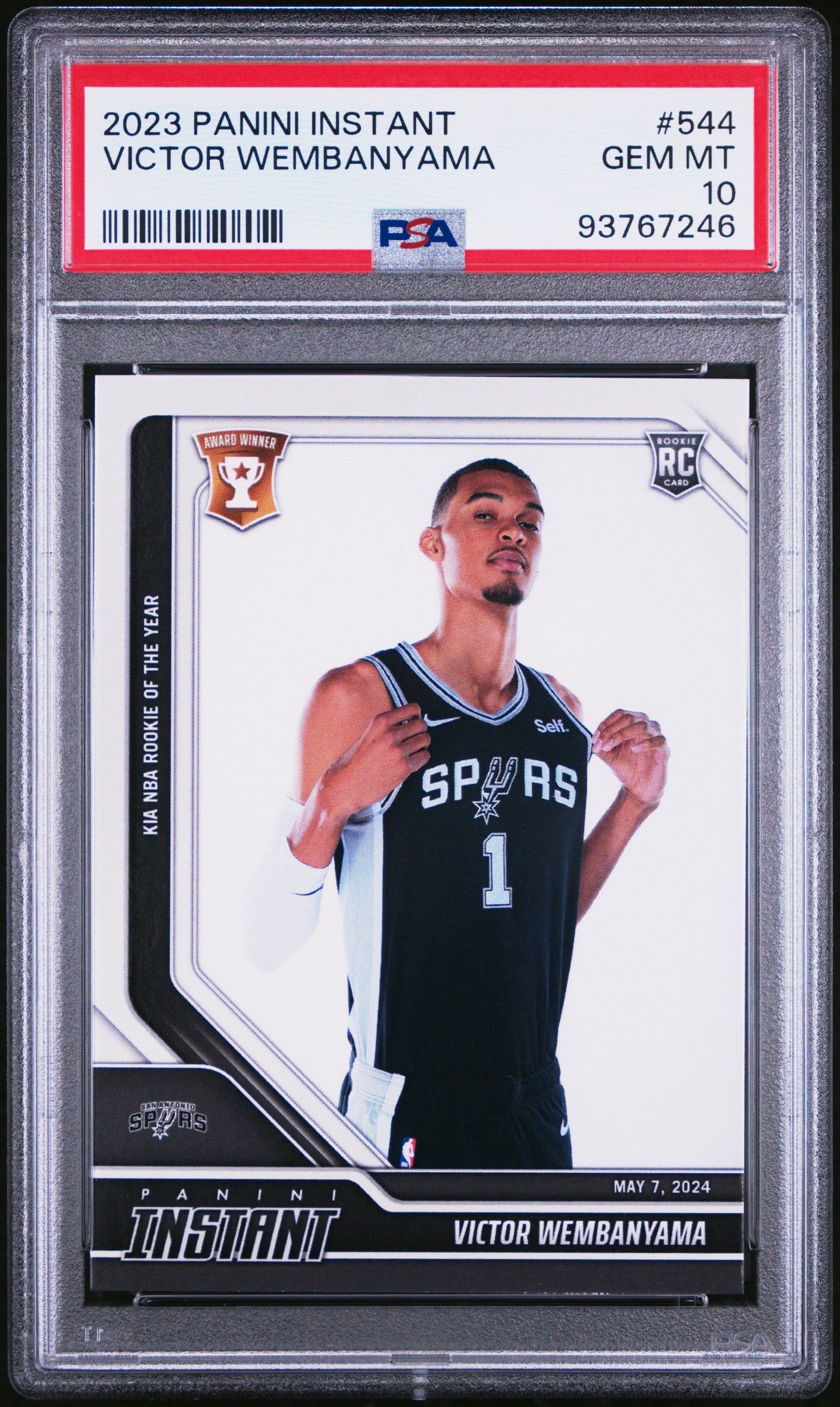 Graded 2023 Panini Instant Victor Wembanyama #544 Rookie RC Basketball Card PSA 10 Gem Mint